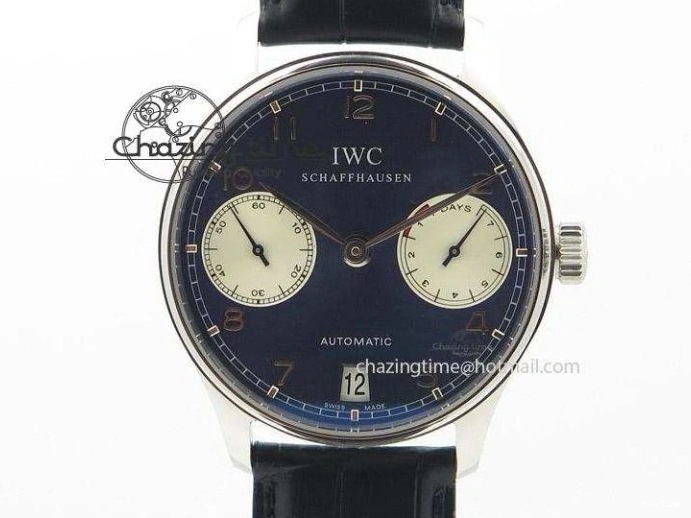 MIROTIME 0408 Portuguese Chrono IW3716 RSF 1:1 Best Edition Blue Dial on Black Leather Strap A RelaxedFit 7045